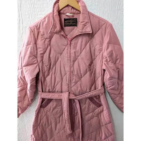 Vintage Eddie Bauer Goose Down Insulated Quilted House Robe Belted Coat Medium - Picture 3 of 9